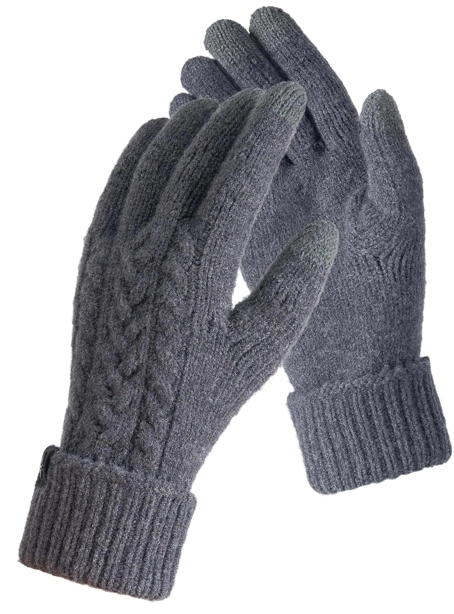 TRENDOUX Womens Gloves With Touchscreen Fingers Thermal Merino Wool Soft Skin-Friendly Jacquard Thin Knit Glove Grey