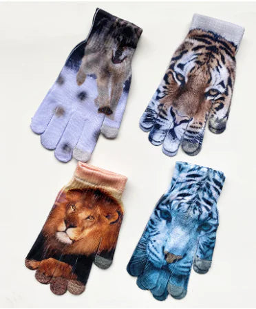 3D Pattern Digital Painting Cat Touchscreen Gloves