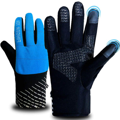 FINGER TEN Winter Gloves for Men Work Grip Waterproof Large Long Cuff Pair Touchscreen Warm Thermal Gloves Paded Non Slip for Outdoor Sports Driving Working Outside Workout Training(Blue Large)