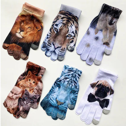 3D Pattern Digital Painting Cat Touchscreen Gloves