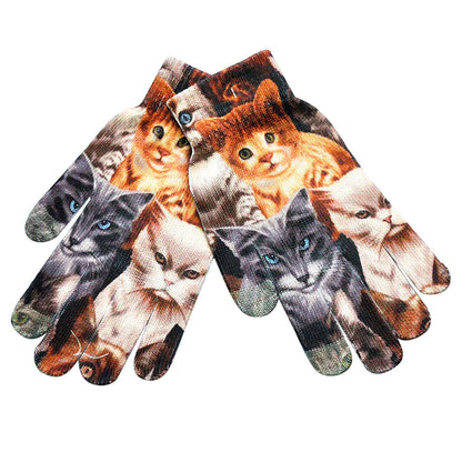 3D Pattern Digital Painting Cat Touchscreen Gloves