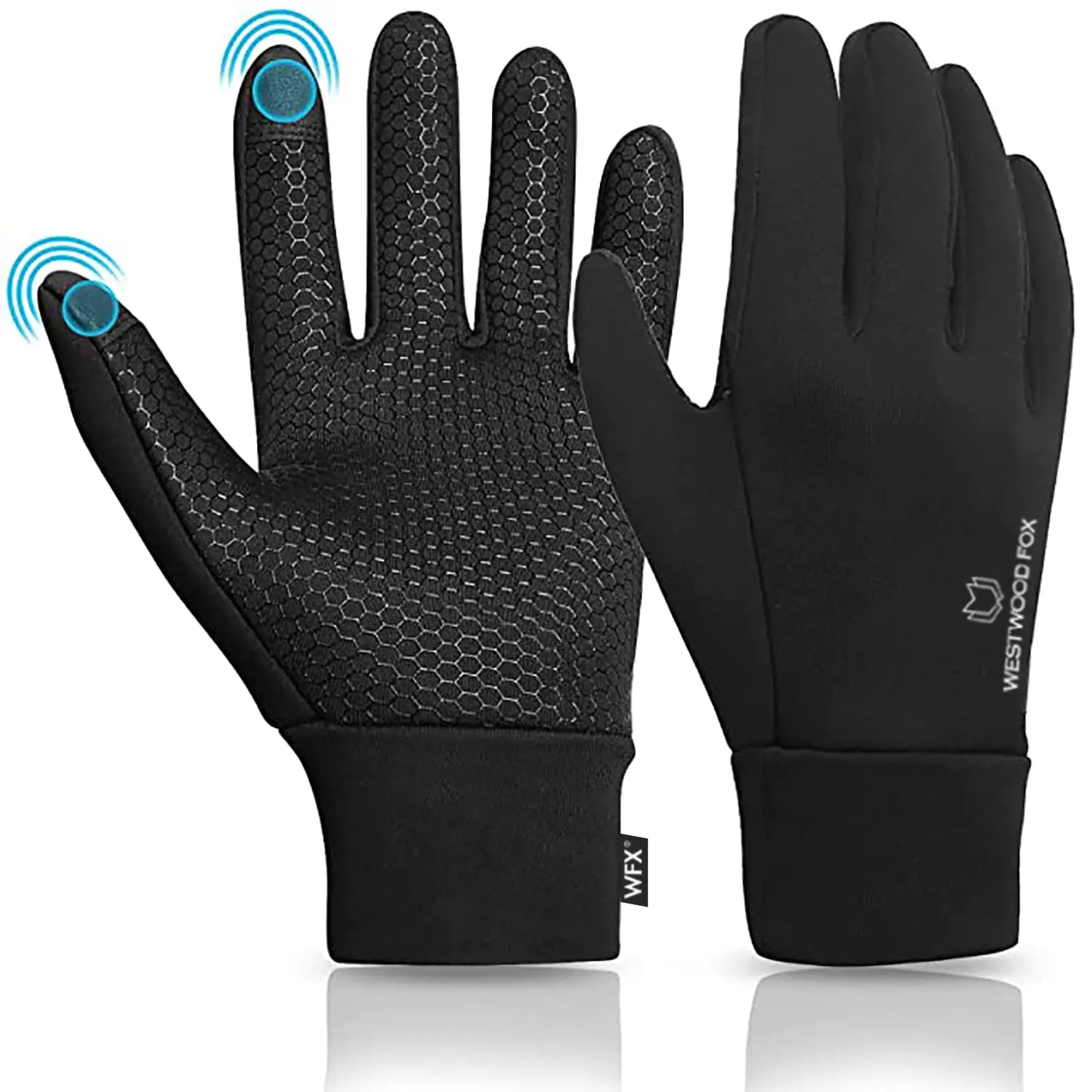 WESTWOOD FOX Kids Winter Thermal Cycling Gloves Boys Girls Flexible Grip Touchscreen Cycling Bike Gloves for Children Running Ski Anti-Slip Mitts (Black L (10-12 Year Old))