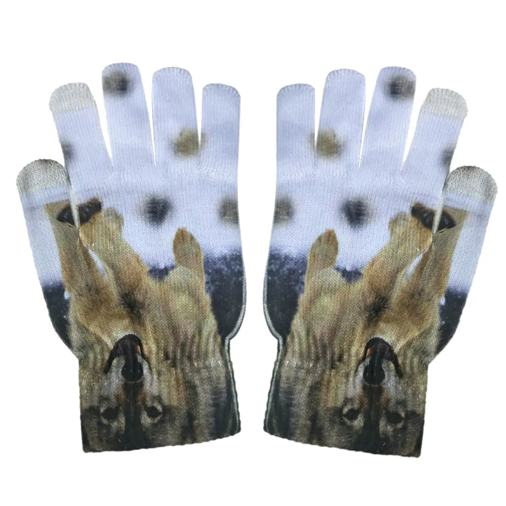 3D Pattern Digital Painting Cat Touchscreen Gloves
