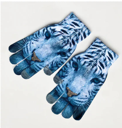 3D Pattern Digital Painting Cat Touchscreen Gloves